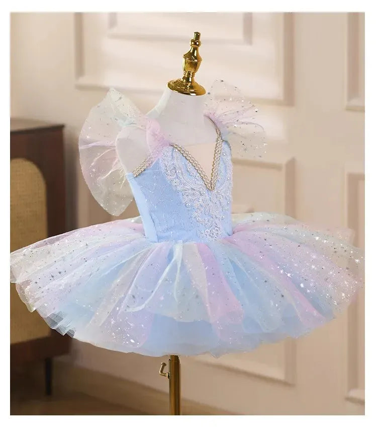 Girls Ballet Tutu Dress Soft Tulle Puffy Princess Dance Costume