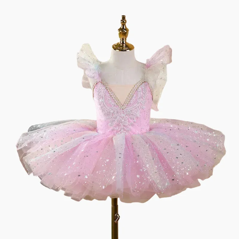 Pink / 3T Girls Ballet Tutu Dress Soft Tulle Puffy Princess Dance Costume