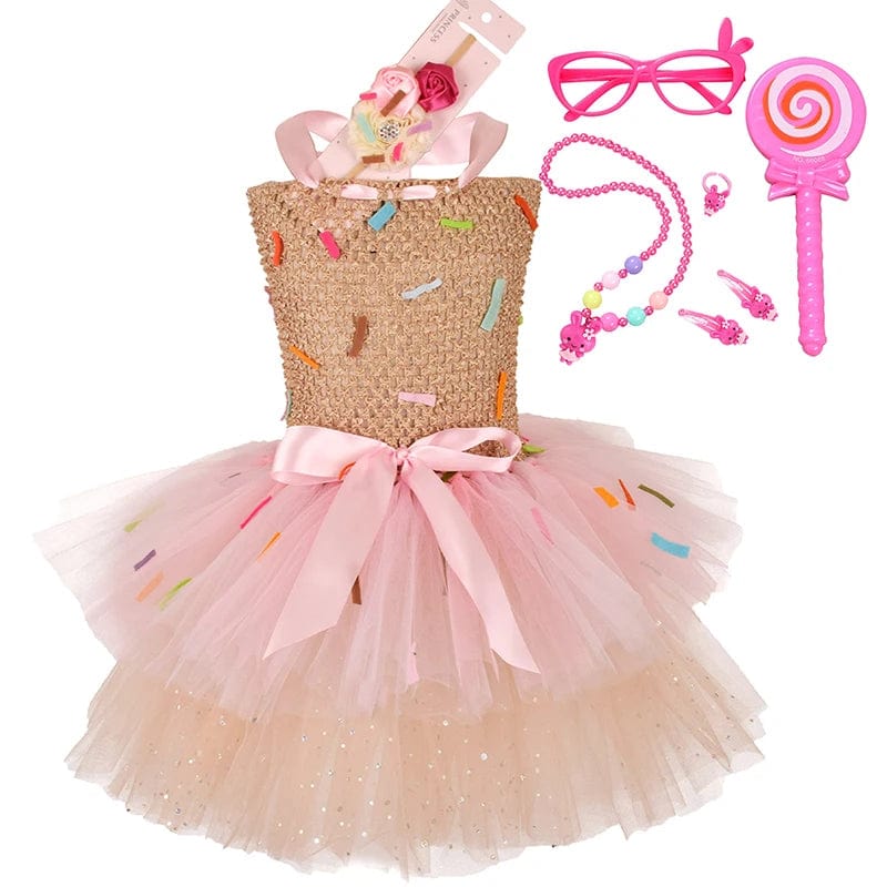Girls Birthday Party Princess Dress, Candy Dress Set C / 3-4T Girls Birthday Party Princess Dress, Candy Dress Set C / 3-4T