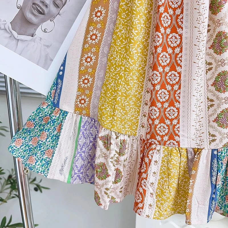 Girls Boho Floral Patchwork Dress