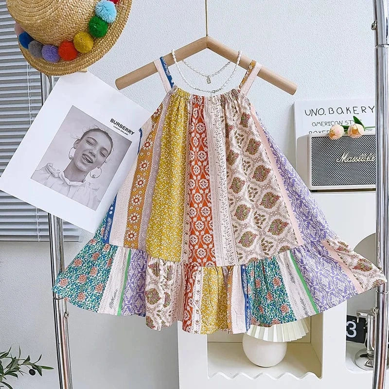 Girls Boho Floral Patchwork Dress, Multi / 5T Girls Boho Floral Patchwork Dress, Multi / 5T