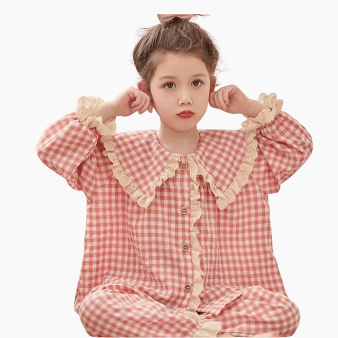 Girls Checkered Pajamas Set