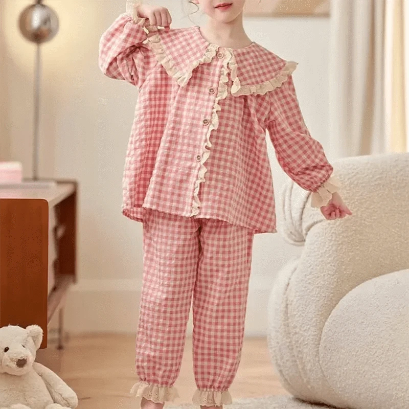 Girls Checkered Pajamas Set
