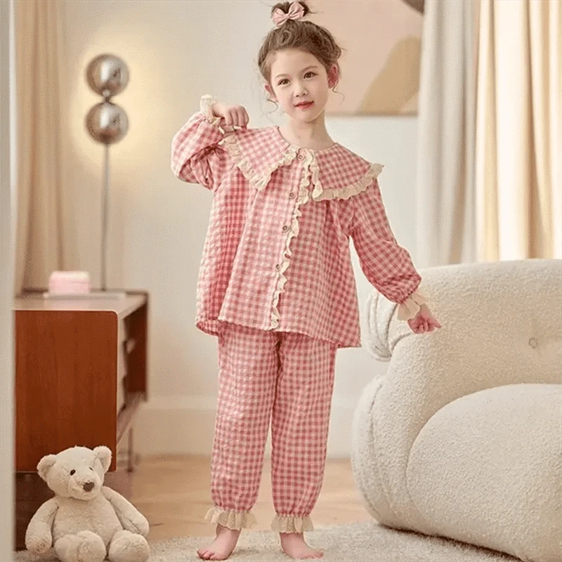 Girls Checkered Pajamas Set