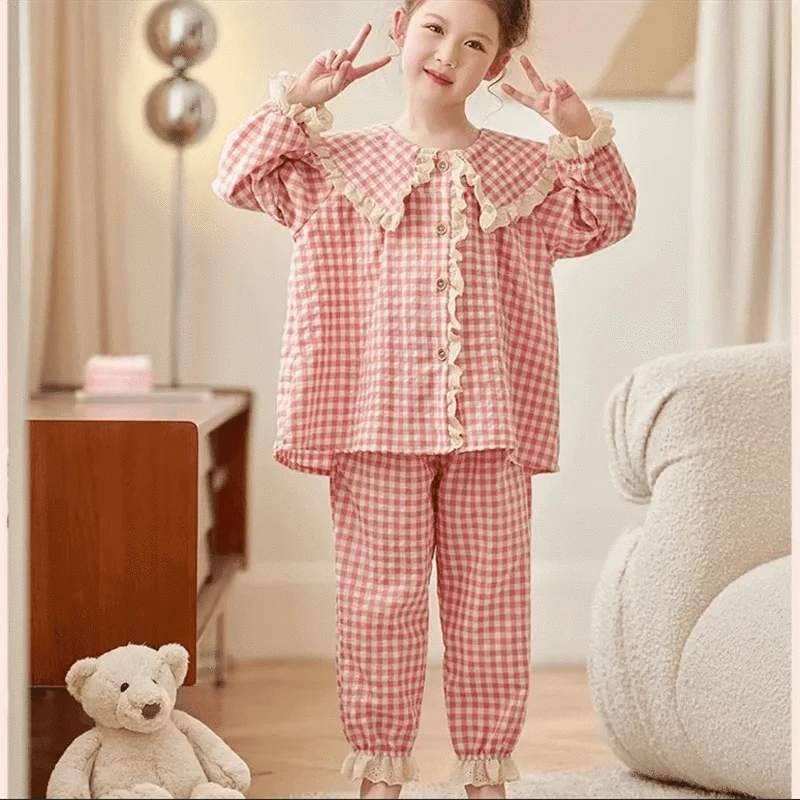 Girls Checkered Pajamas Set