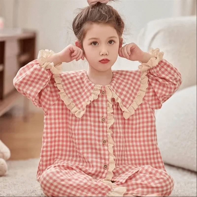 Girls Checkered Pajamas Set
