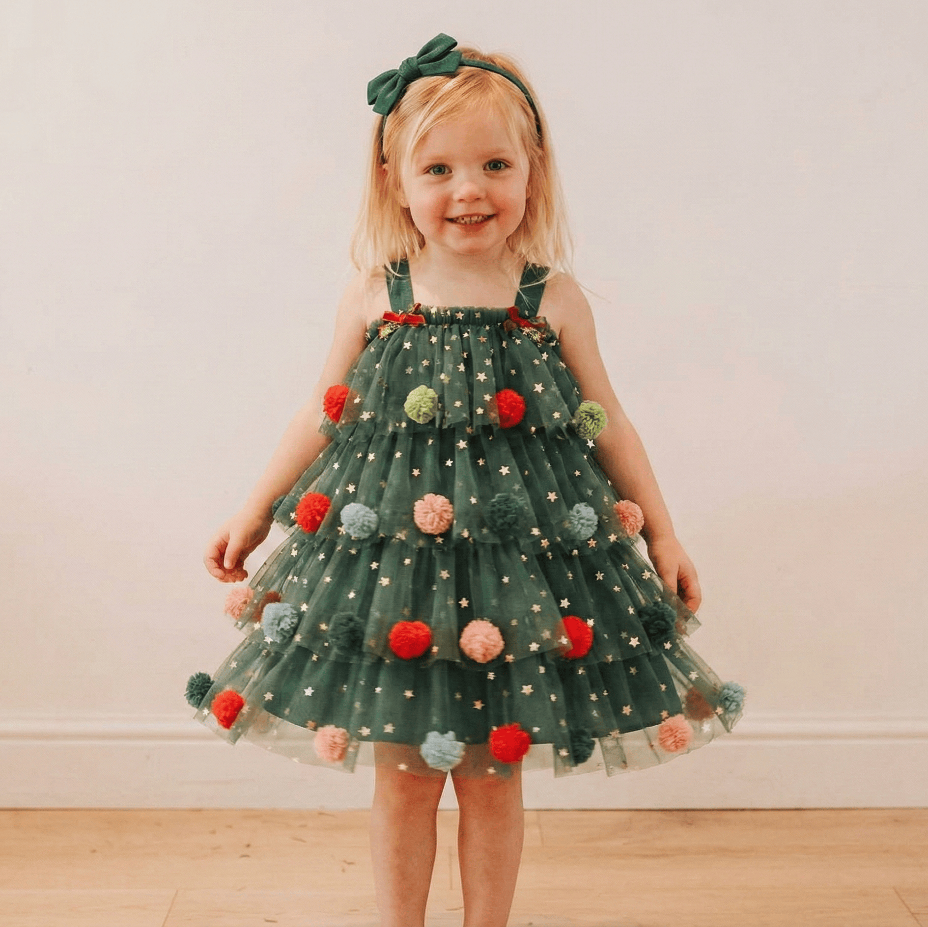 Girls Christmas Tree Dress - Momorii Girls Christmas Tree Dress - Momorii
