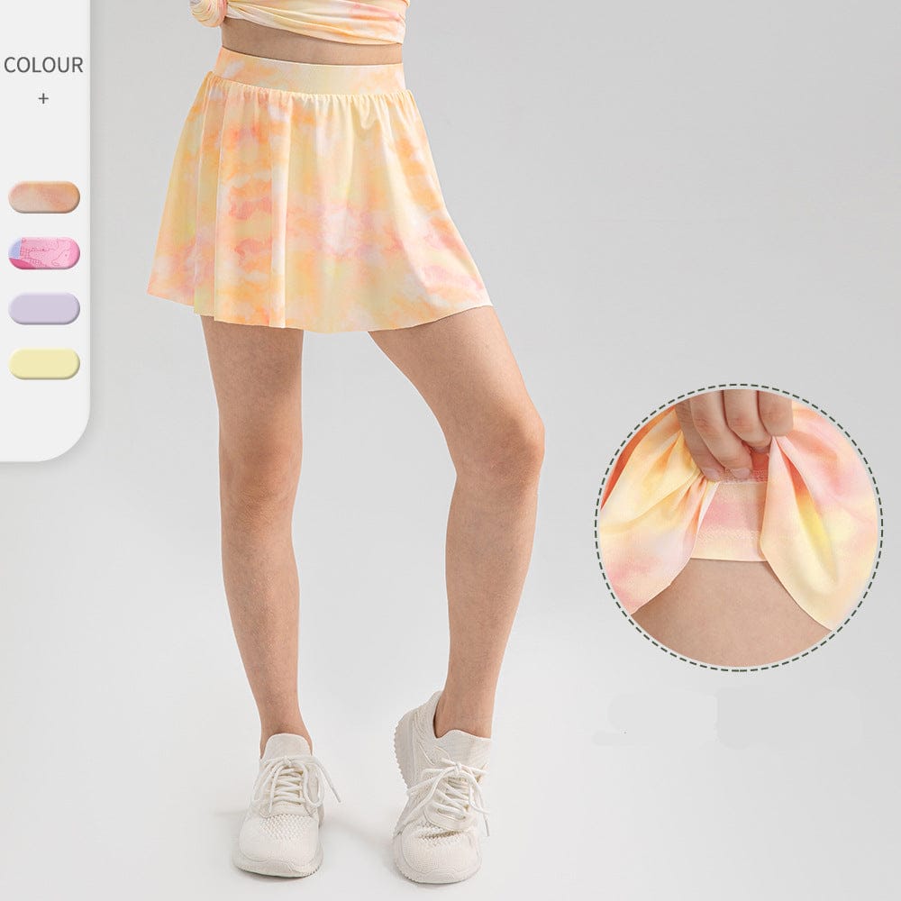 Peach Plaid / 5-6T Girls Cool Touch Sports Skirt Pants