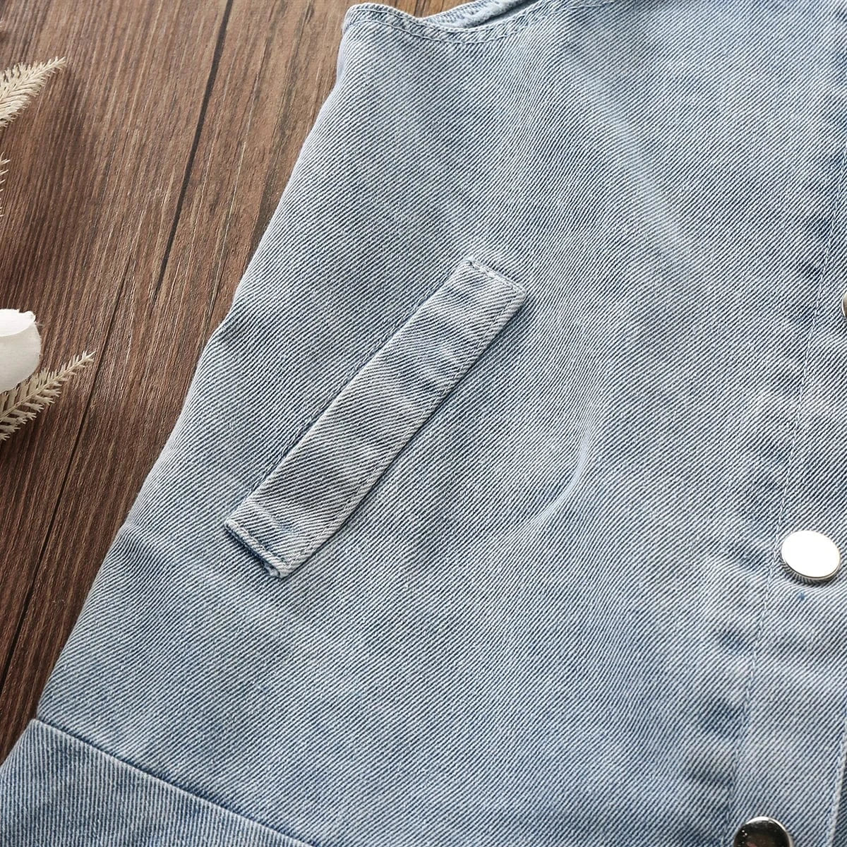 Girls' Denim Ruffle Dress with Purse