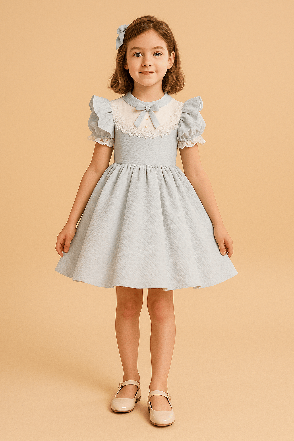 Girls’ Elegant Lace Ruffle Dress