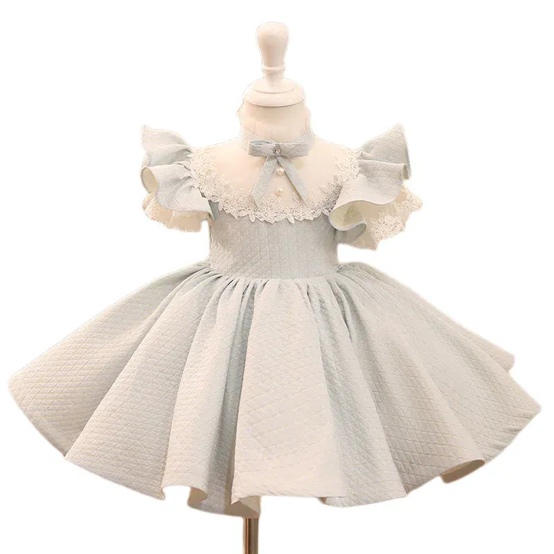 Girls’ Elegant Lace Ruffle Dress