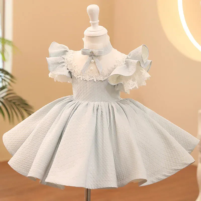 Girls’ Elegant Lace Ruffle Dress