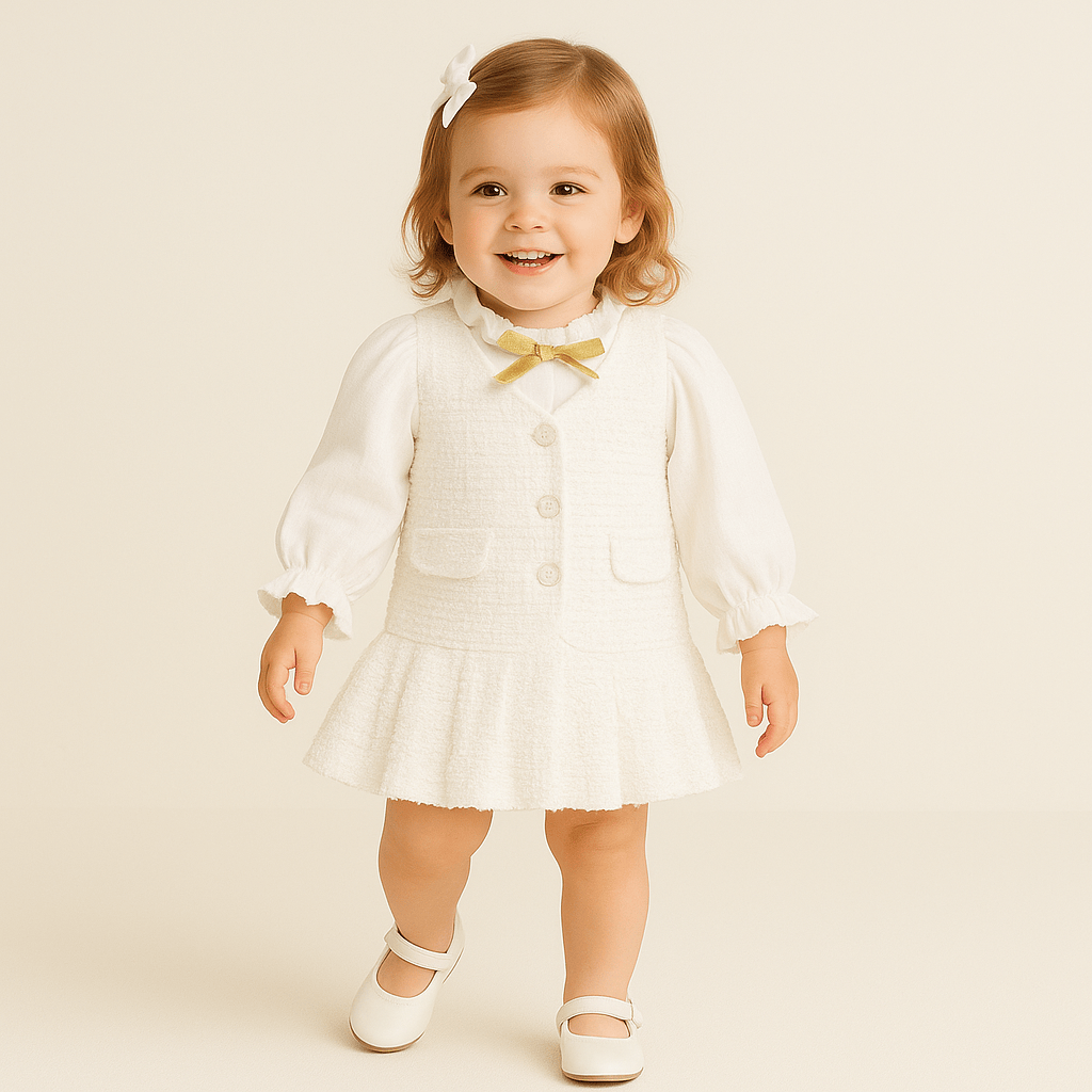 Girls Elegant Tweed Dress Set