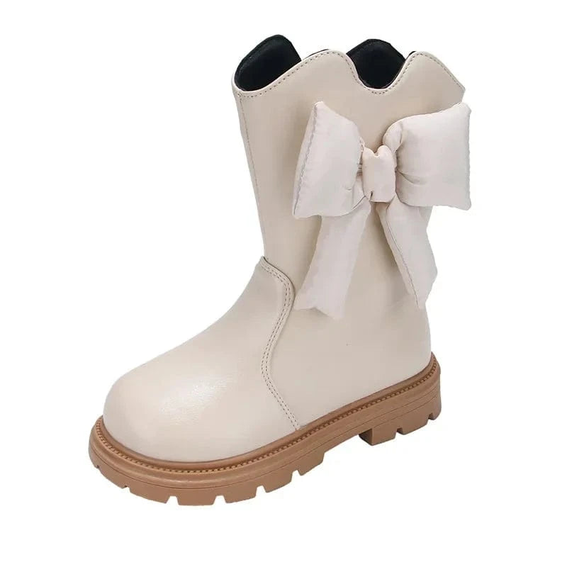 Beige / 26 Girls Fashion Bow Boots