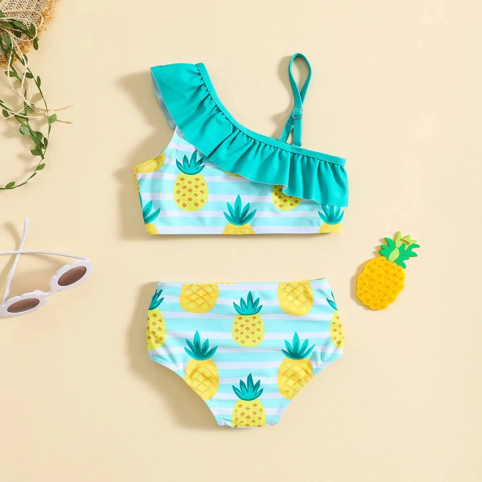 Girls Fruit Print Ruffle Bikini Set