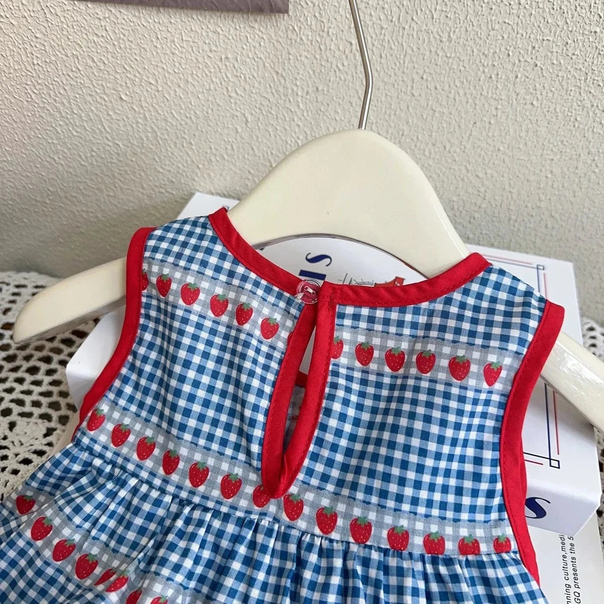 Girls Gingham Cherry Dress