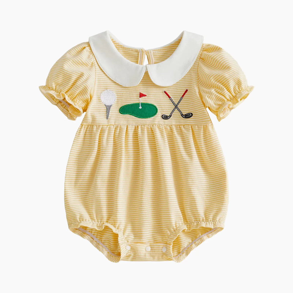 Yellow / 0-3M Girls' Golf Embroidered Gingham Romper
