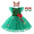 E Christmas Set / 2-3T Girls Green Snowflake Cake Dress