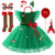 H Christmas Set / 2-3T Girls Green Snowflake Cake Dress