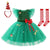 C Christmas Set / 2-3T Girls Green Snowflake Cake Dress