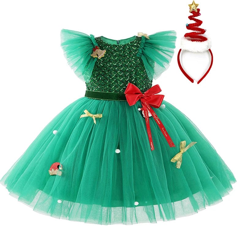 Girls Green Christmas Princess Dress - Momorii Girls Green Christmas Princess Dress - Momorii