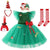 D Christmas Set / 2-3T Girls Green Snowflake Cake Dress