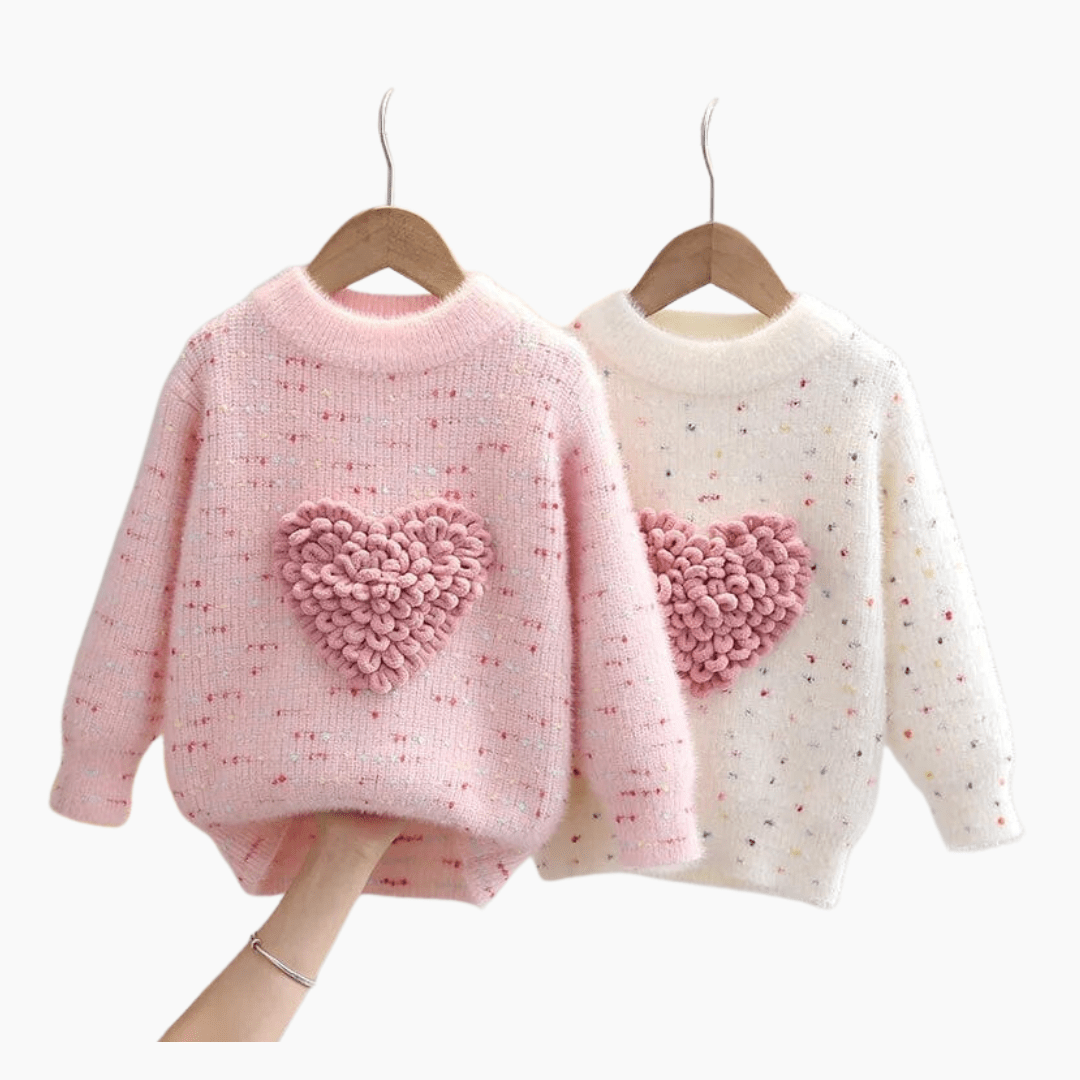 Girls Heart Knit Sweater