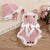 Pink / 0-3M Girls Knitted Romper Set with Bonnet