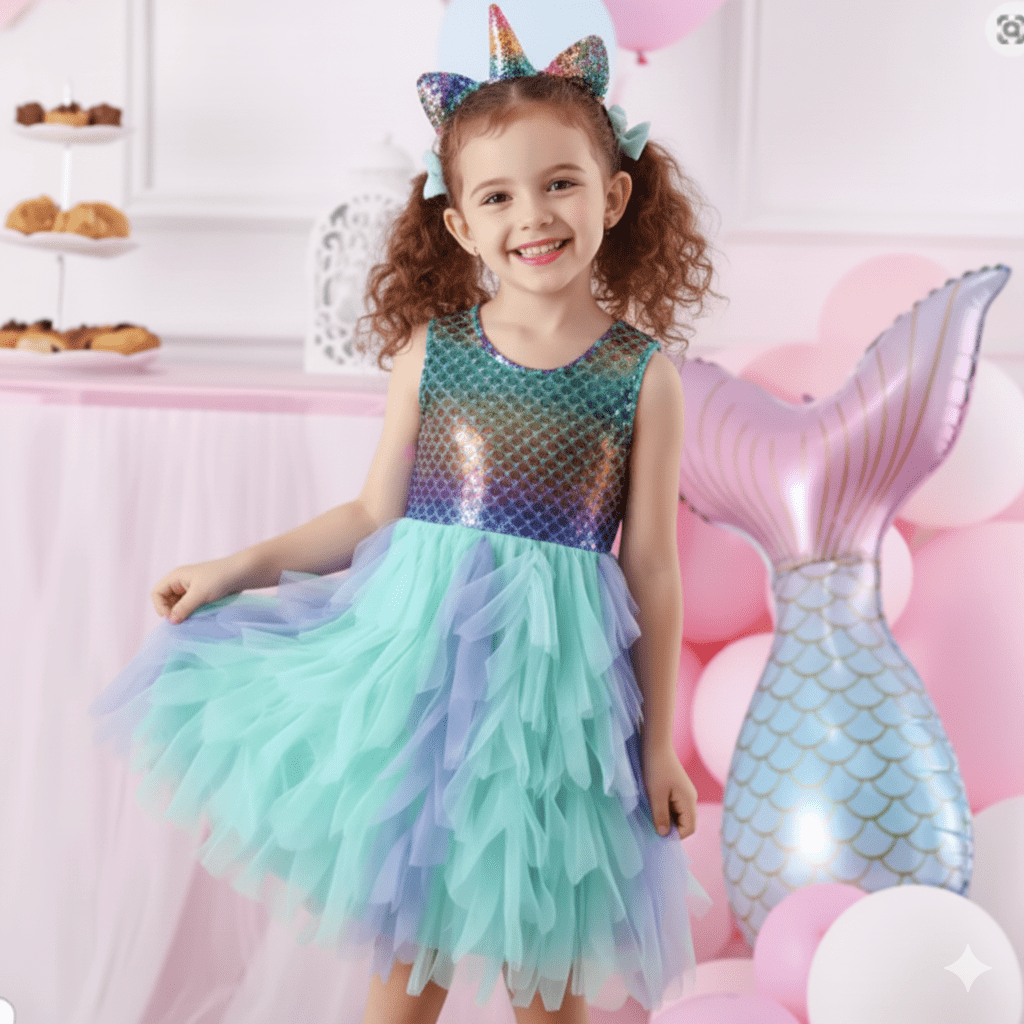 tutu mermaid dress Girls' Mermaid Sparkle Tank Tutu Dress Size: 7/8 By Mila & Rose
