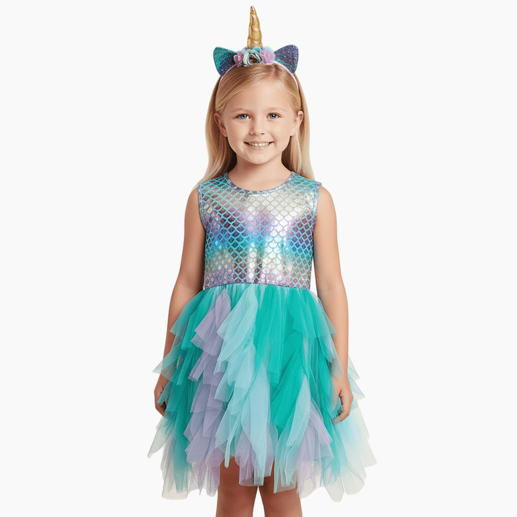 Girls Mermaid Tutu Dress, Purple-Pink Ombre / 4T