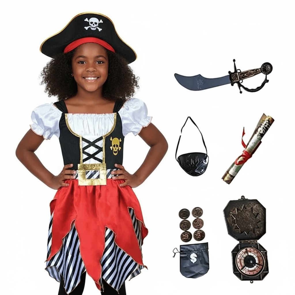 Girls Pirate Costume Set with Accessories