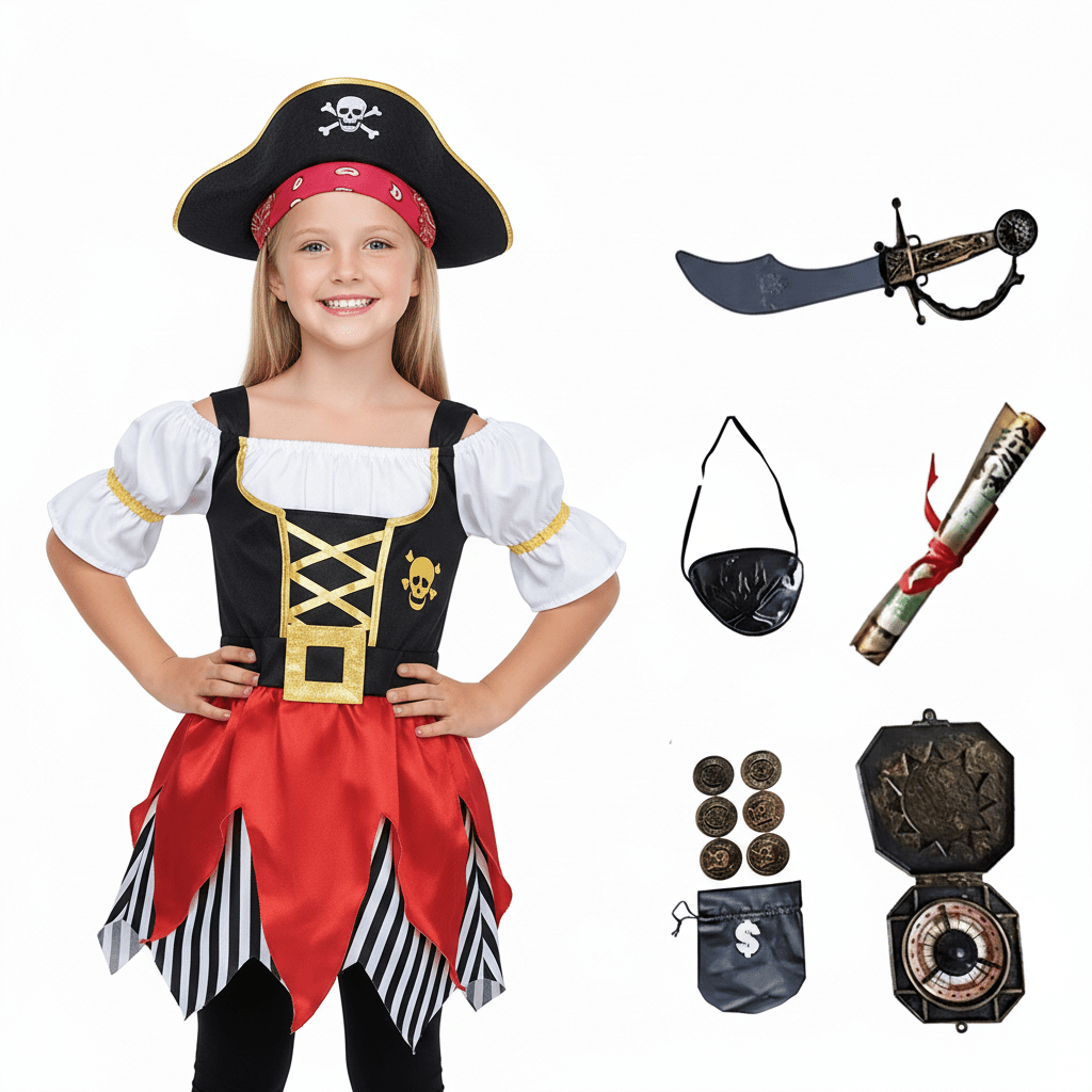Girls Pirate Costume Set with Accessories