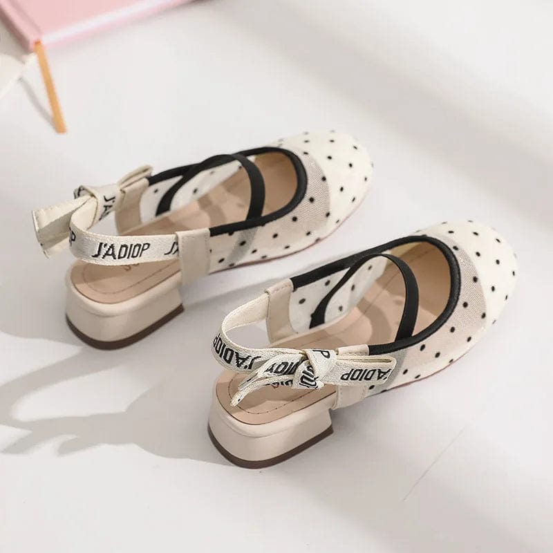 Girls Polka Dot Mesh Slingback Sandals