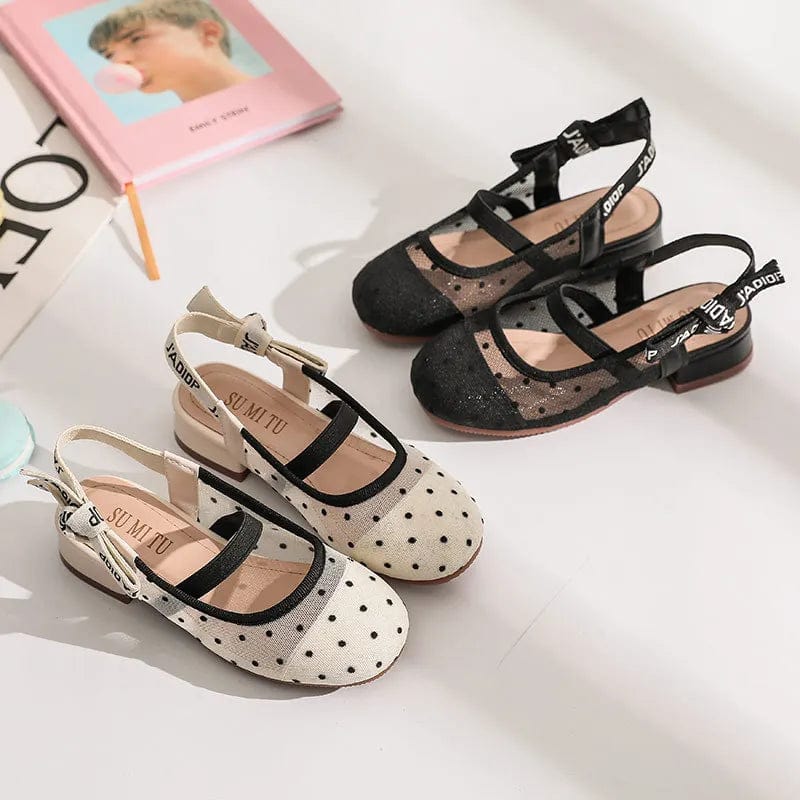 Girls Polka Dot Mesh Slingback Sandals