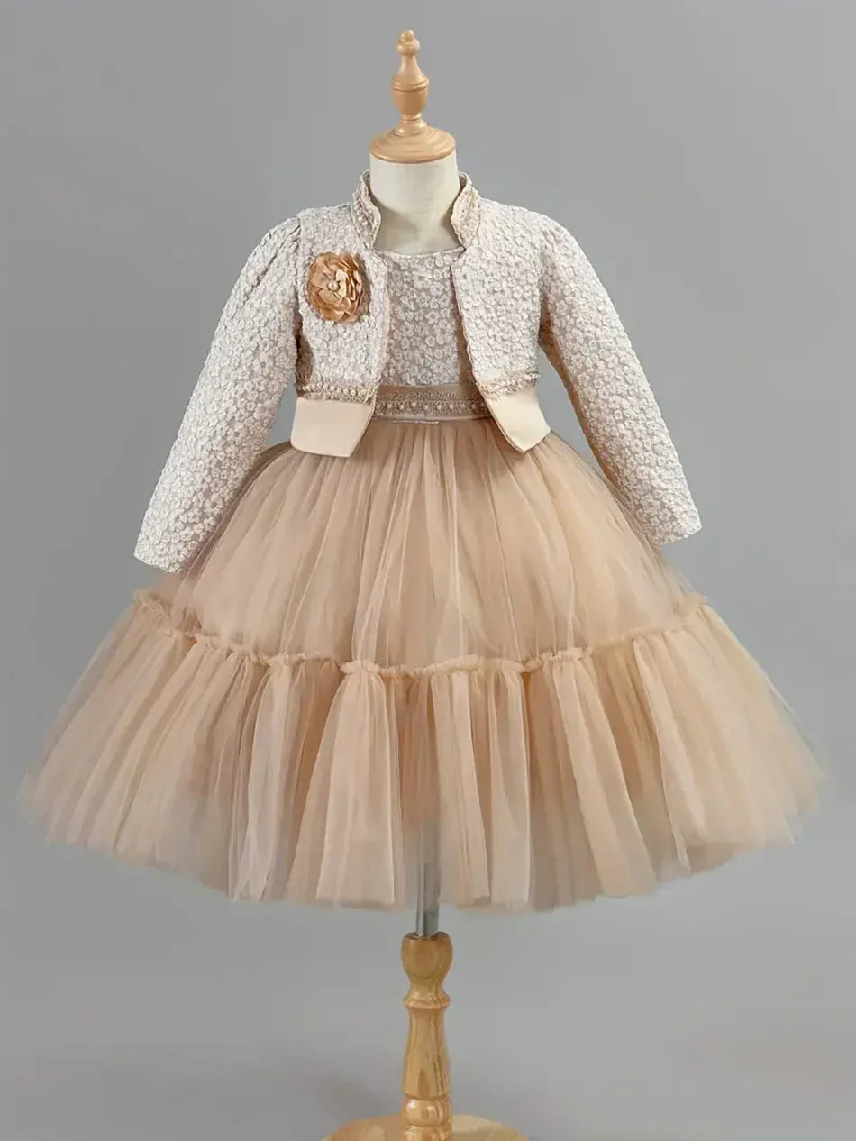 Khaki / 3T Girls’ Princess Dress and Coat Set