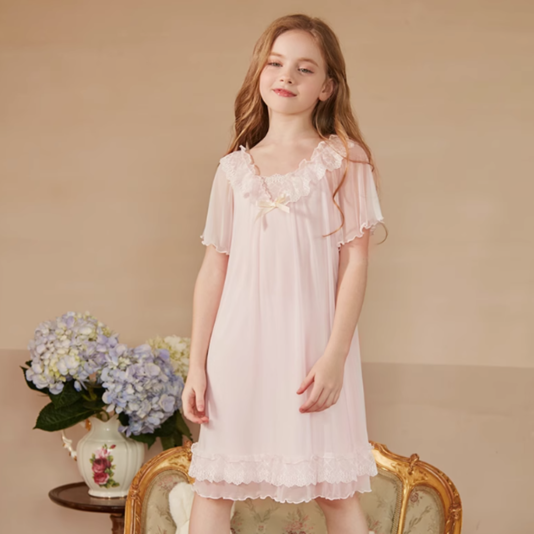 Light Pink / 18-24M Girls' Princess Ice Silk Nightgown