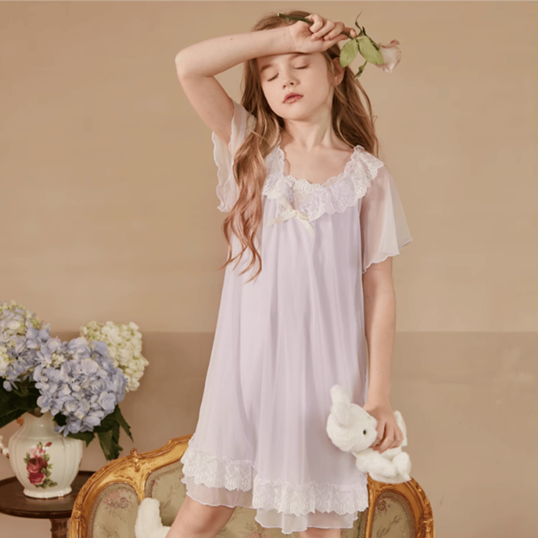 Light Purple / 18-24M Girls' Princess Ice Silk Nightgown
