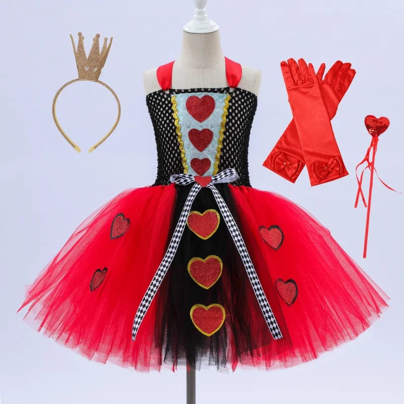 Toddler Queen of Hearts Costume Girls 2T-3T - Red Tutu Dress Crown Halloween Wonderland Toddler Queen of Hearts Costume Girls 2T-3T - Red Tutu Dress Crown Halloween Wonderland