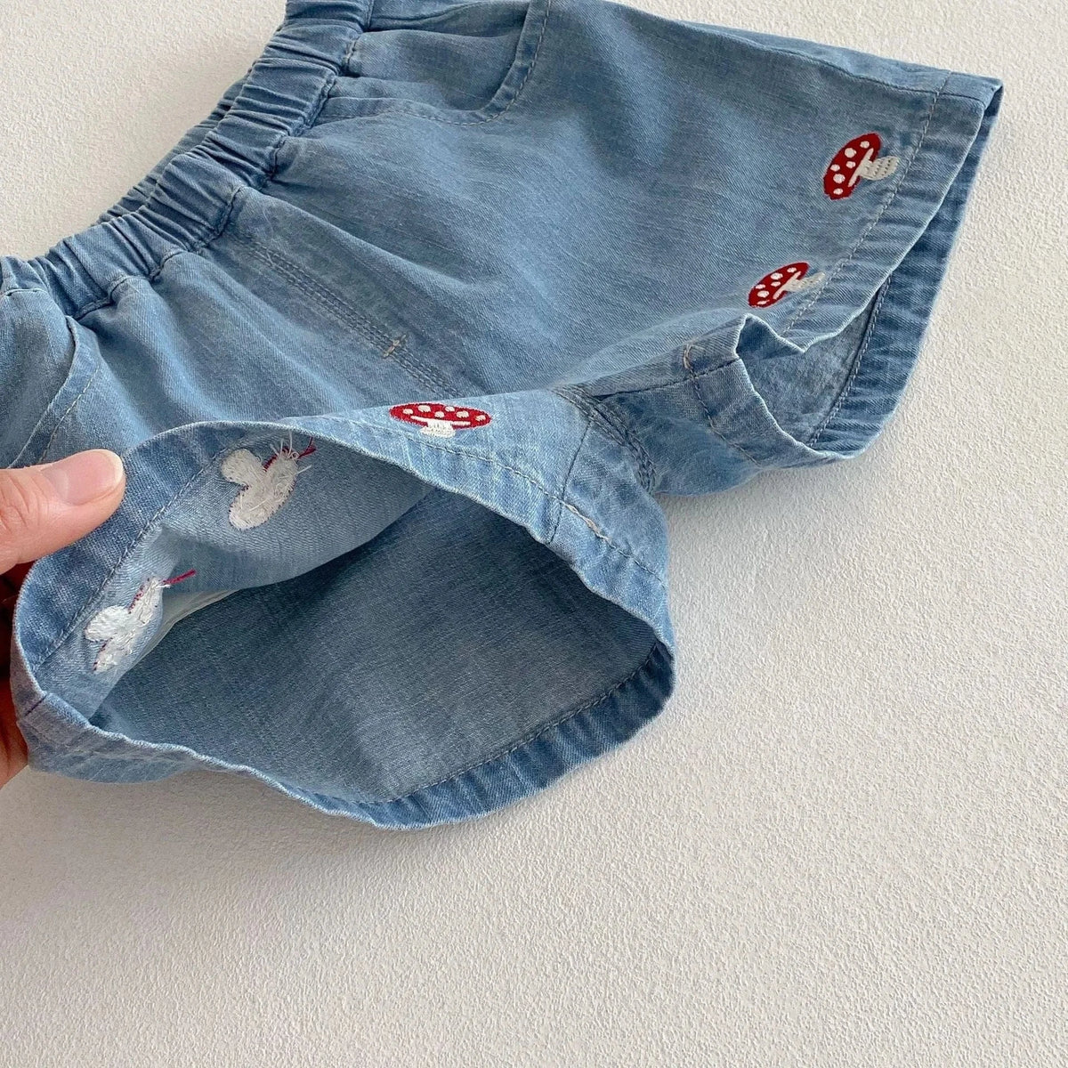 Girls Red Gingham Top and Denim Shorts Set