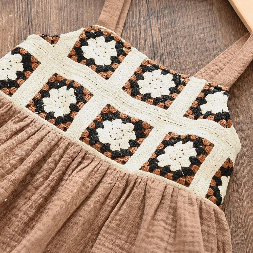 Girls Retro Plaid Top and Beige Pants Set