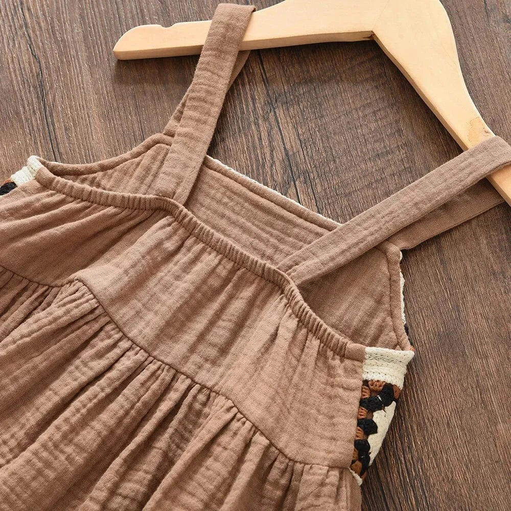 Girls Retro Plaid Top and Beige Pants Set