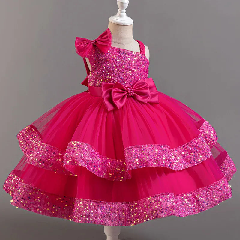 Rose Red / 12-18M Girls' Sequin & Tulle Princess Dress