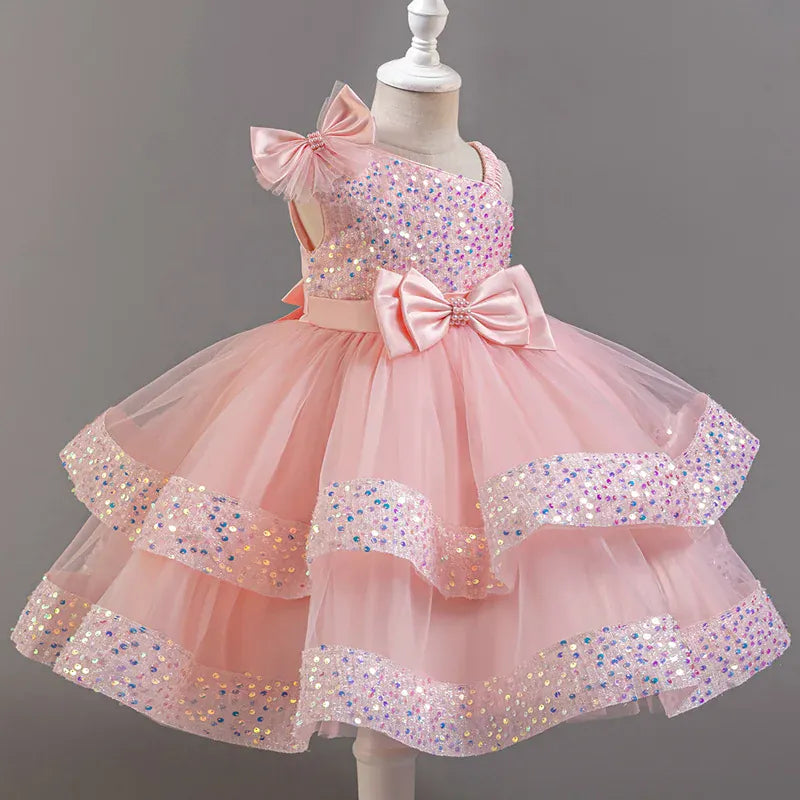 Pink / 12-18M Girls' Sequin & Tulle Princess Dress