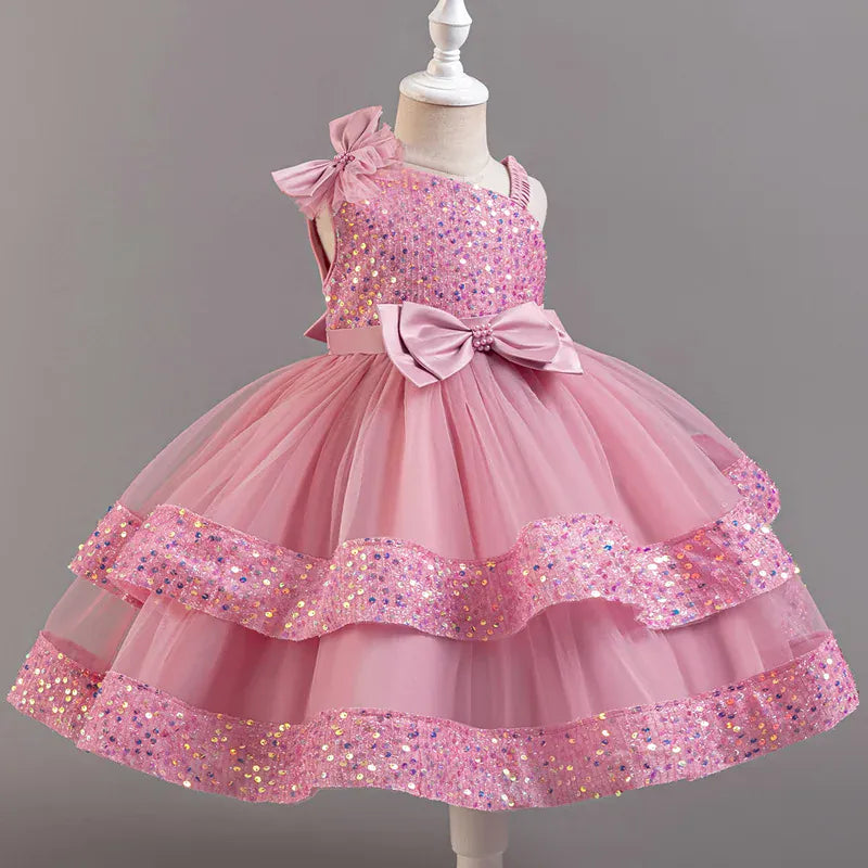 Dark Pink / 12-18M Girls' Sequin &amp; Tulle Princess Dress