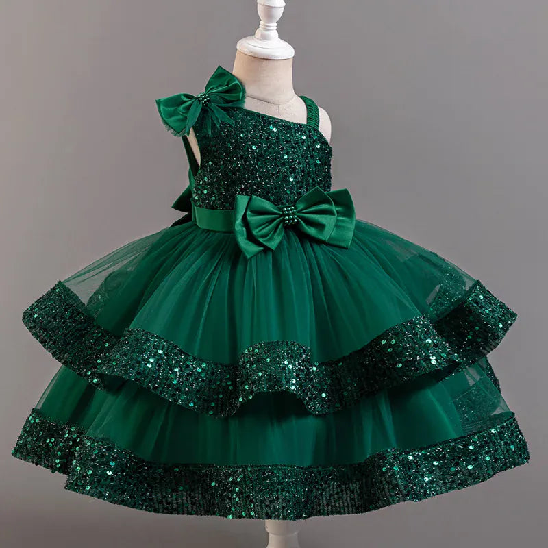Green / 12-18M Girls' Sequin & Tulle Princess Dress