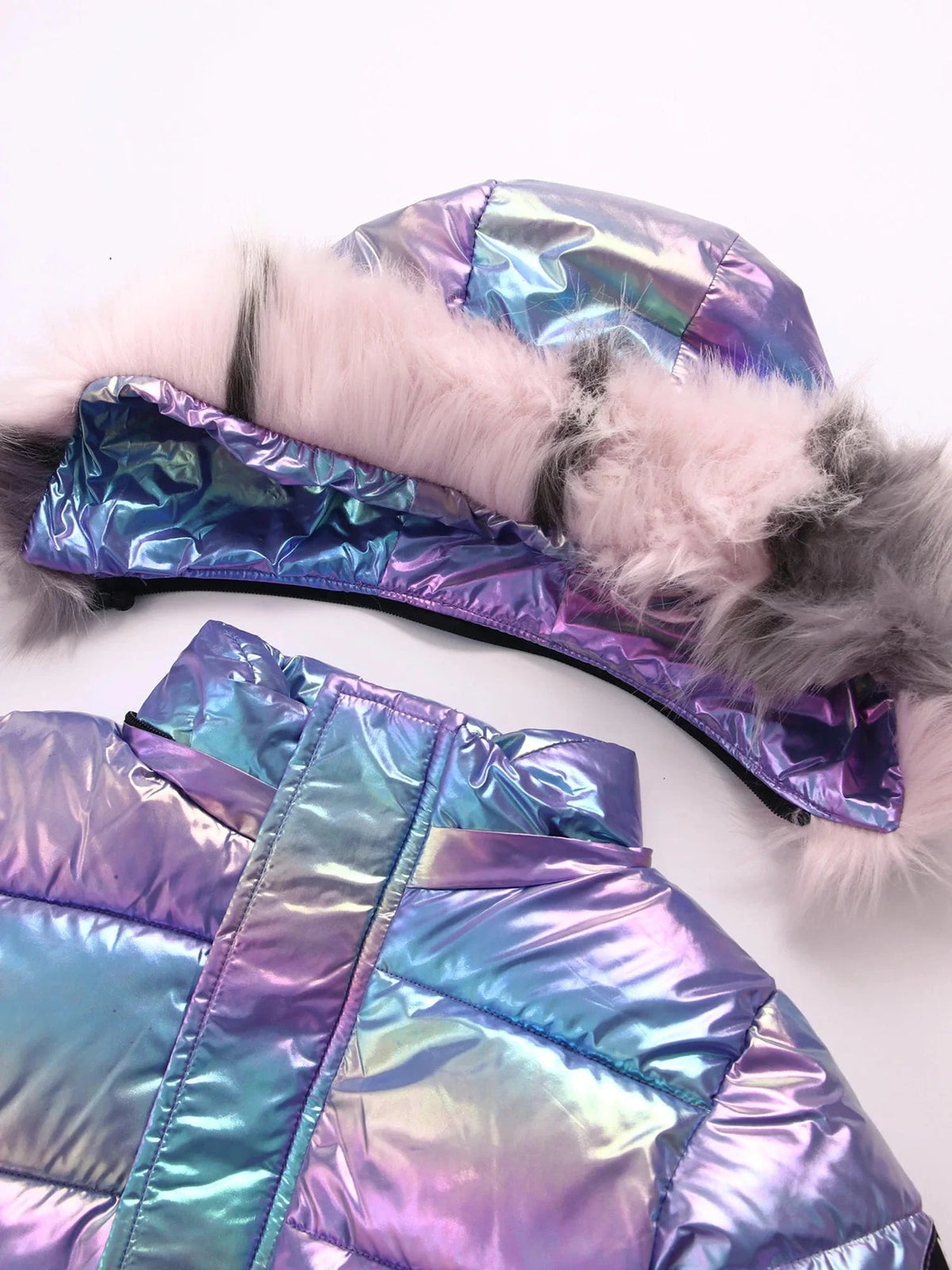 Girls Shiny Metallic Puffer Coat