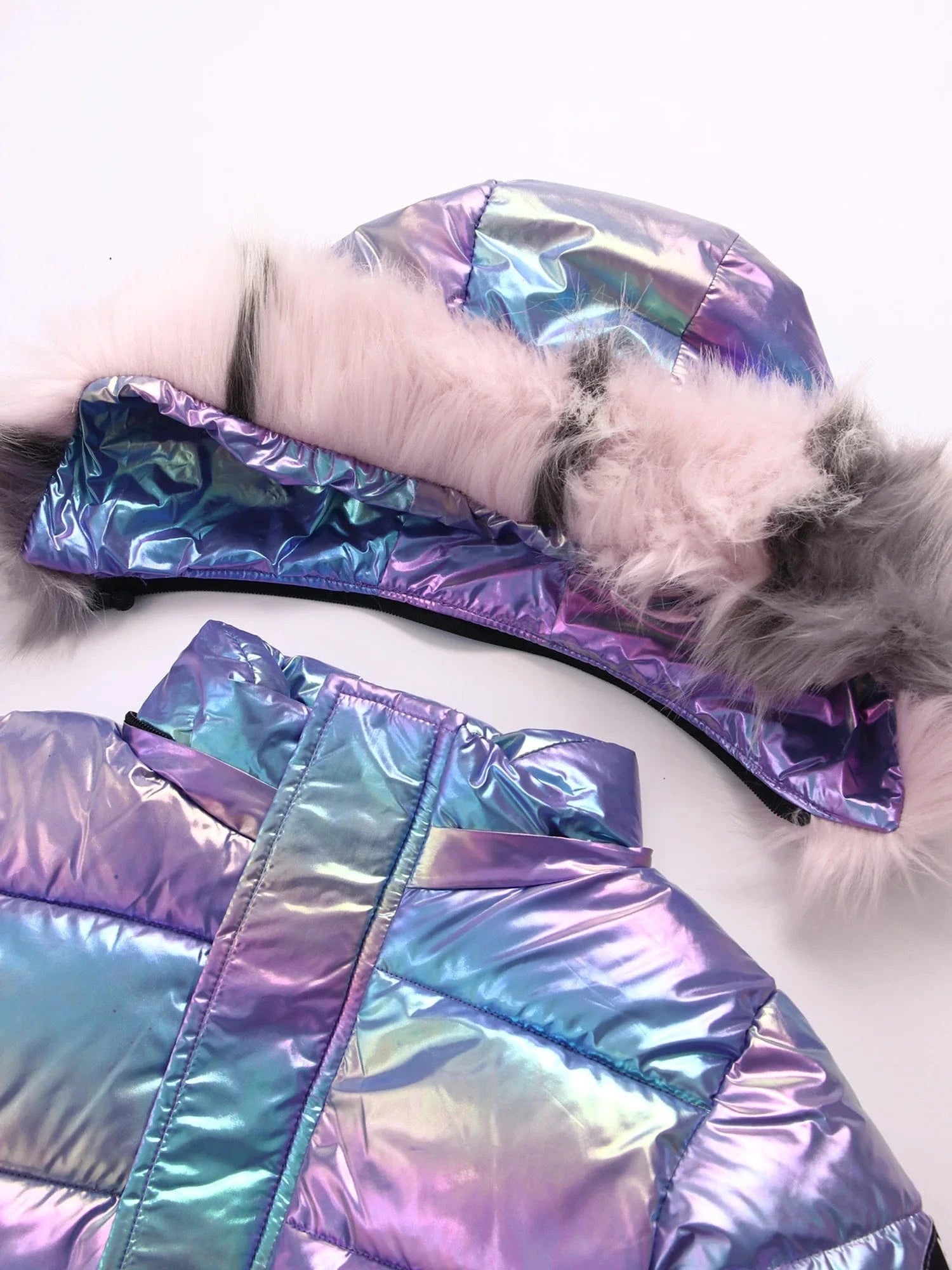 Girls Shiny Metallic Puffer Coat