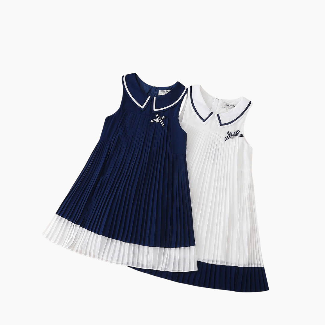 Girls' Sleeveless Summer Chiffon Pleated Dress