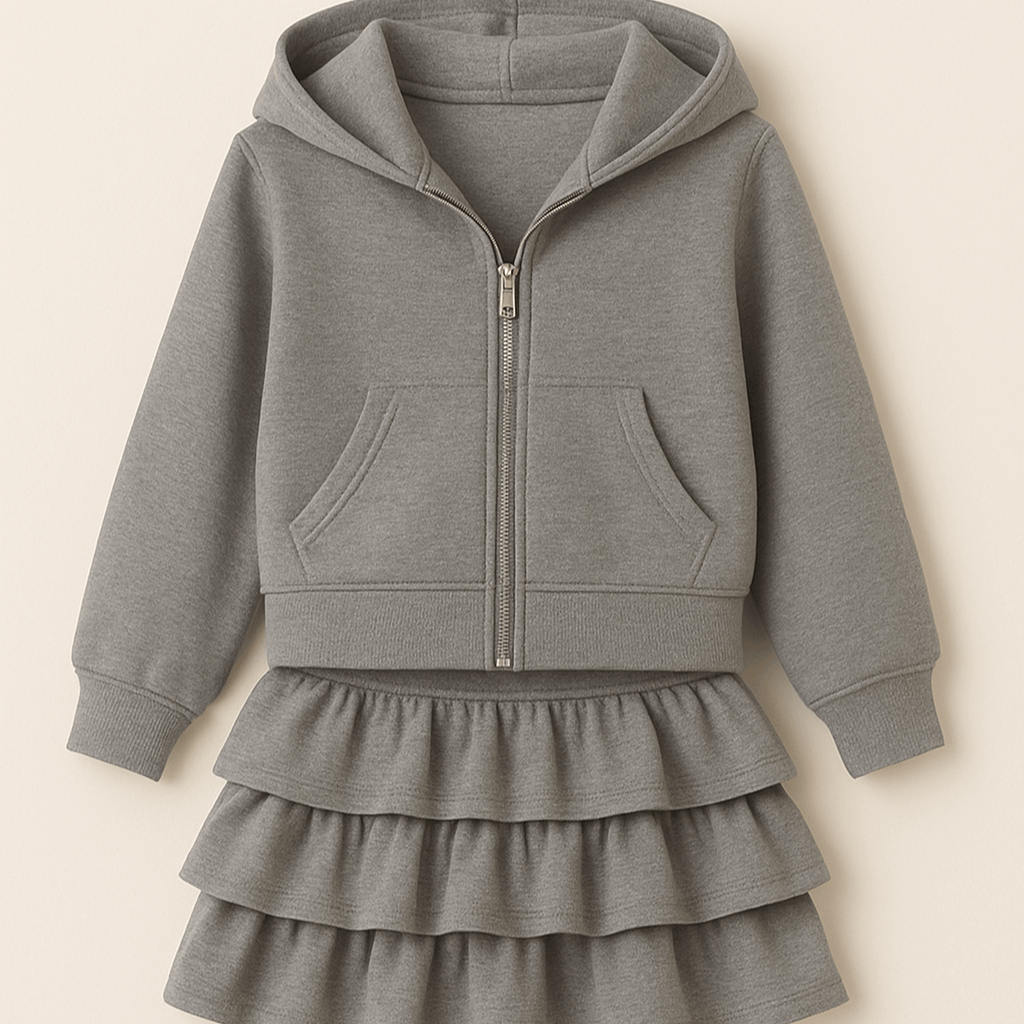 Set / 3-4T Girls Spring Hoodie and Layered Cake Skirt Set