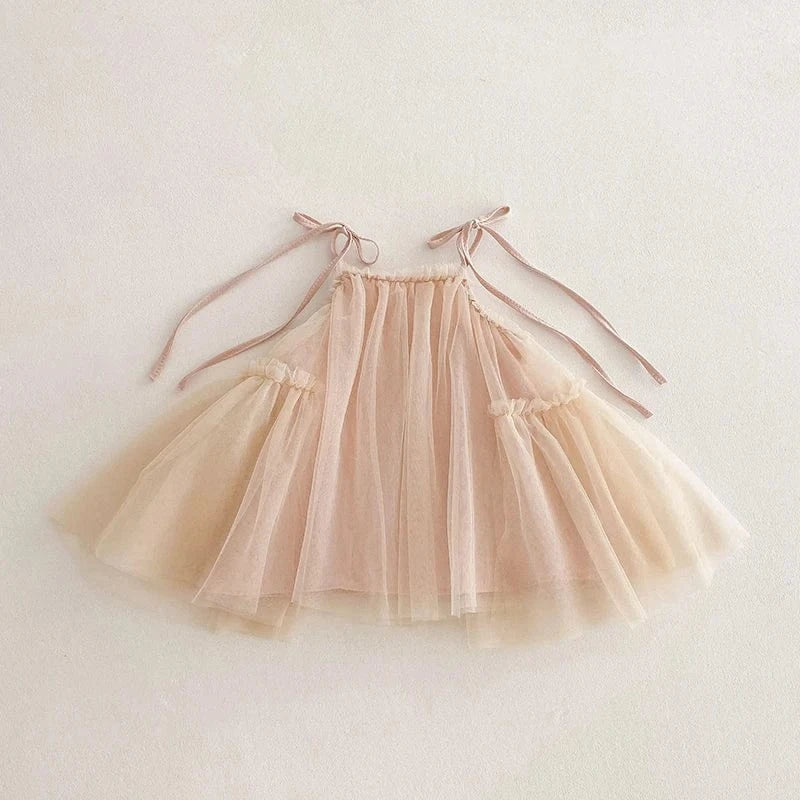 beige pink / 6-9M Girls Straps Princess Dress